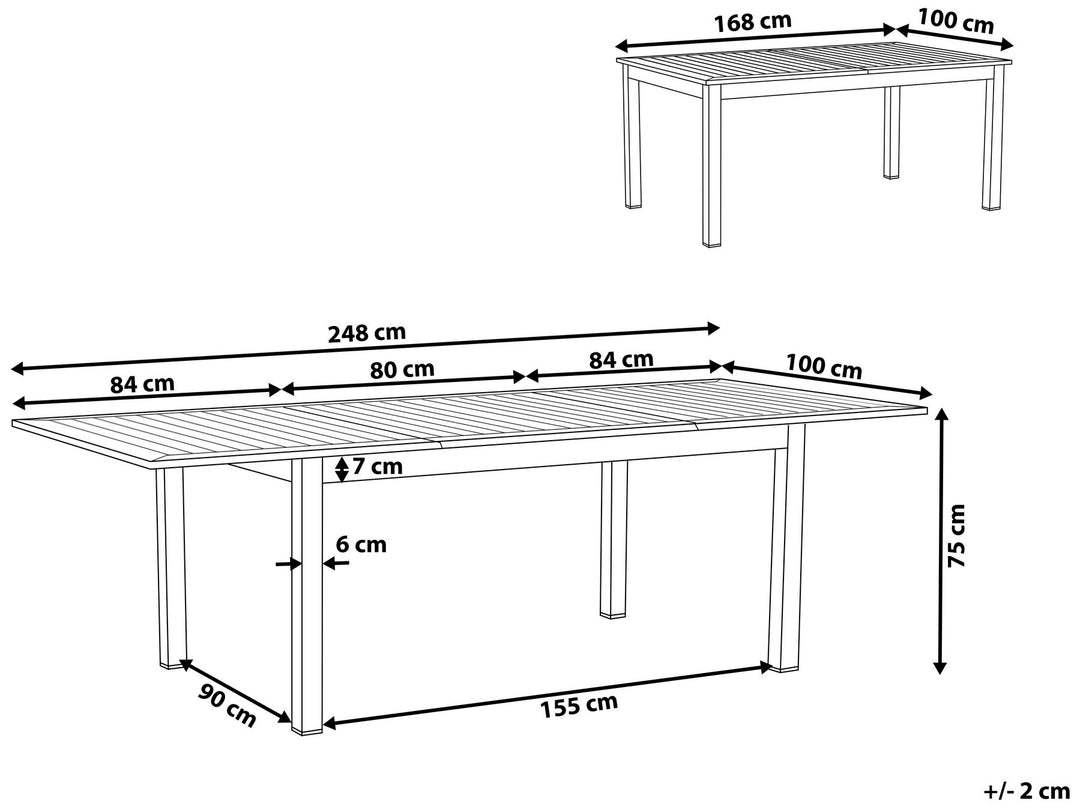 Pancole Extending Garden Dining Table 168/248 cm 100 cm Metal Grey