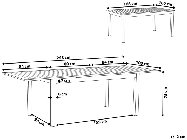 Pancole Extending Garden Dining Table 168/248 cm 100 cm Metal Grey