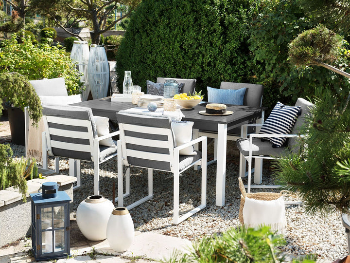 Pancole Extending Garden Dining Table 168/248 cm 100 cm Metal Grey