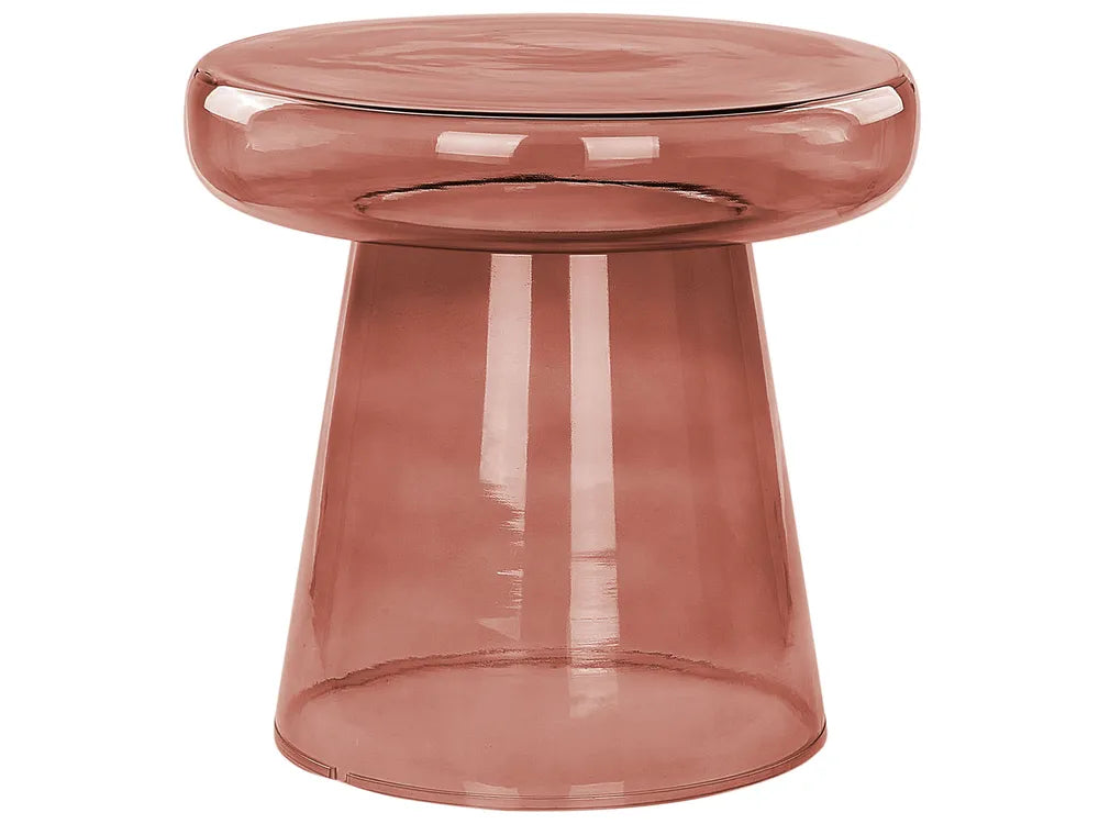 Pink transparent side table on a white background