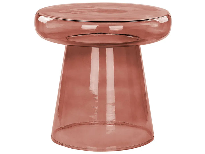 Pink transparent side table on a white background