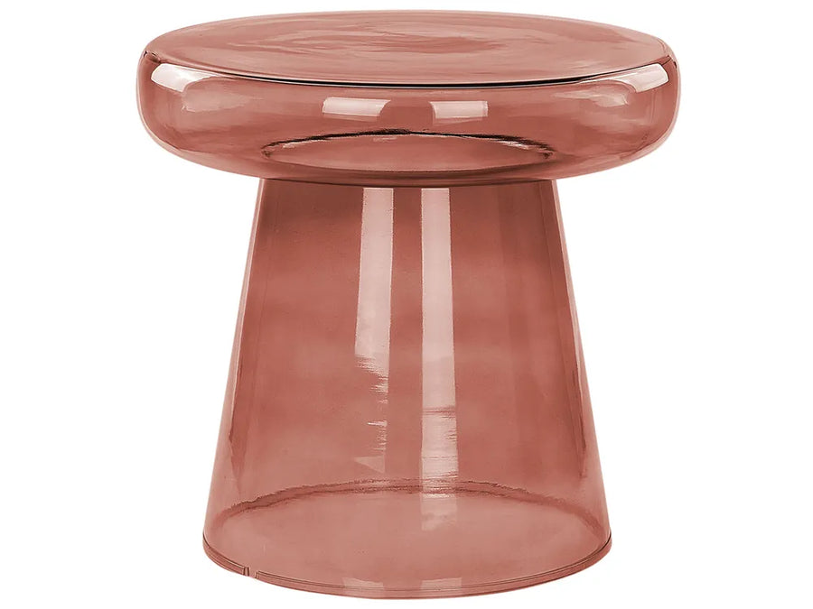 Pink transparent side table on a white background