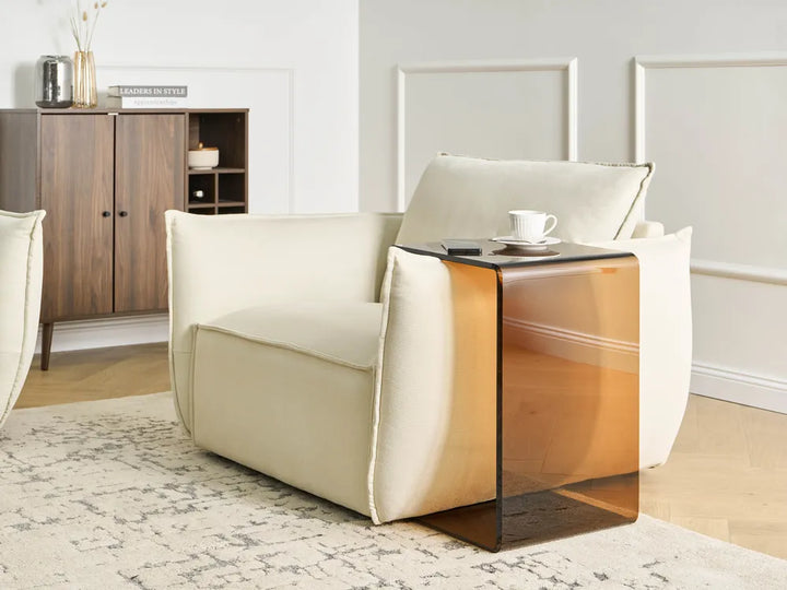 Side Table Tempered Glass Brown Beore