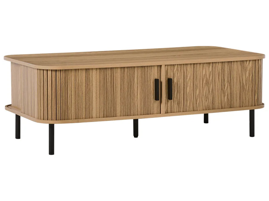 Wooden cabinet with two doors on a white background
