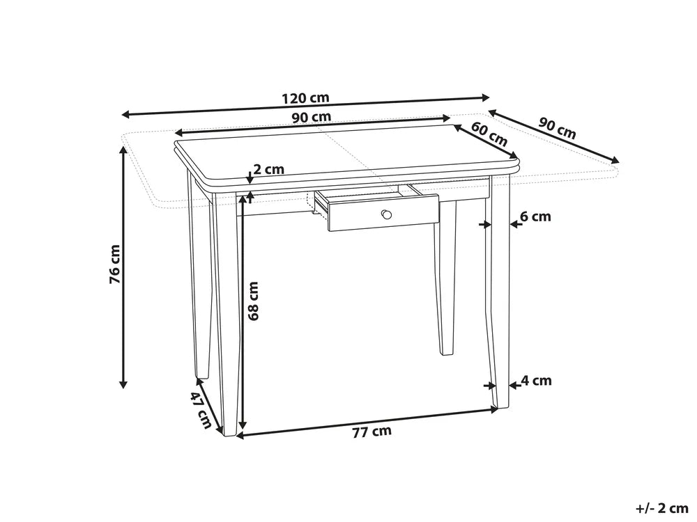 Extending Dining Table Dark Brown 90/120 cm 60 cm Wood Aveon