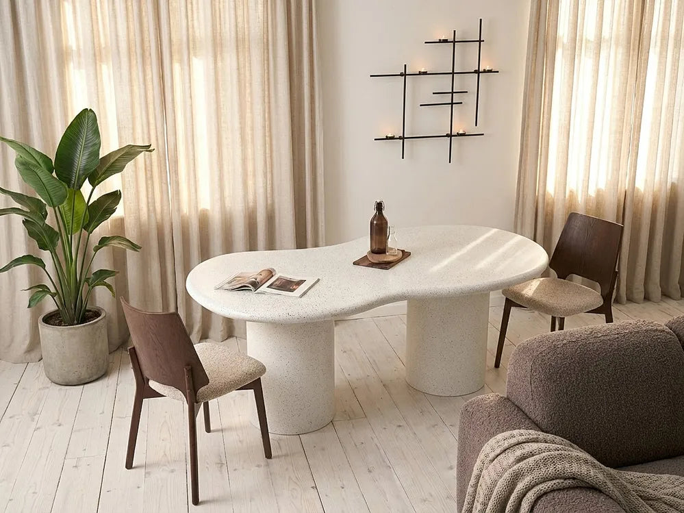 Garden Dining Table 200 cm 110 cm Terrazzo Effect White Terrazzo Chesley