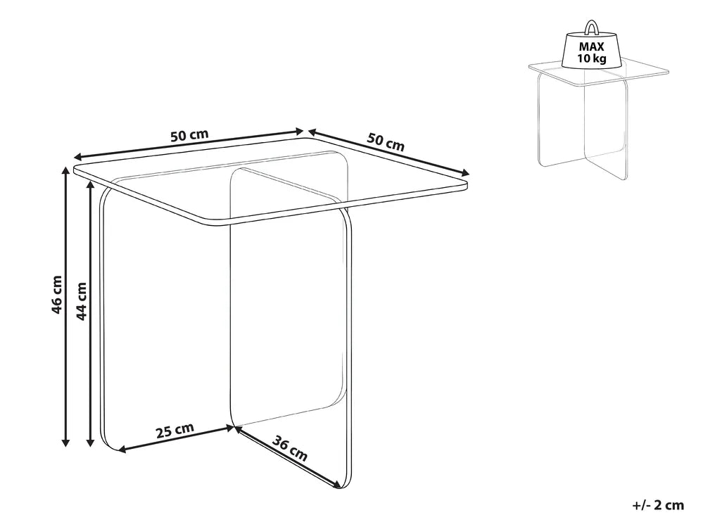 Side Table Tempered Glass Brown Aunnika