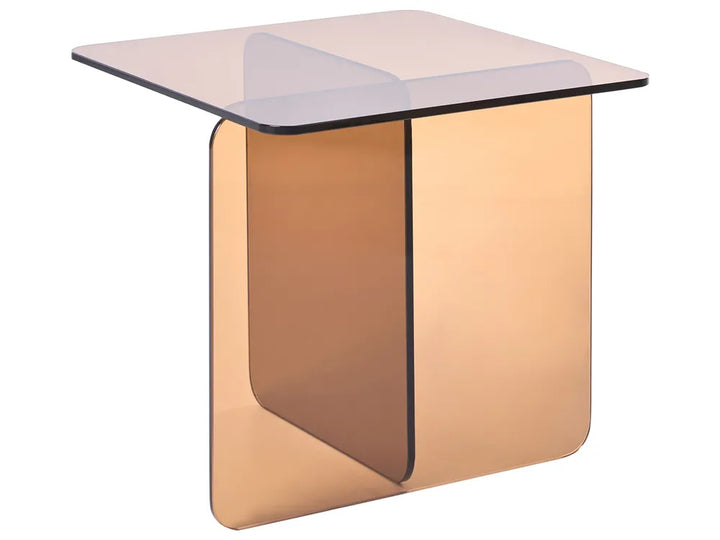 Side Table Tempered Glass Brown Aunnika