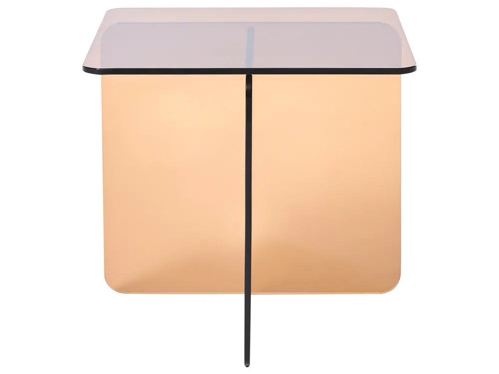 Side Table Tempered Glass Brown Aunnika