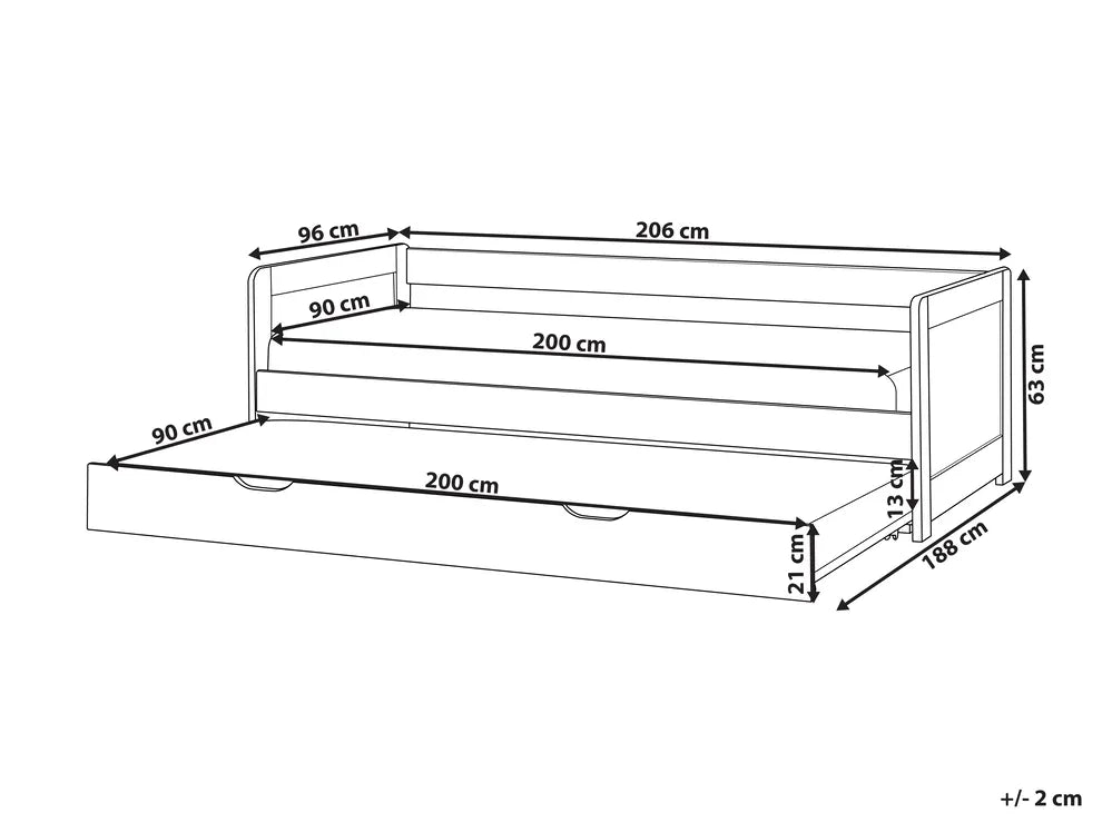 Trundle Bed Pine Wood 90 x 200 cm (EU Single) White Erthridge