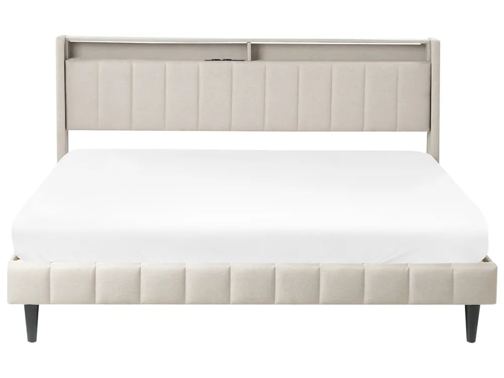 Modern beige bed with LED lights