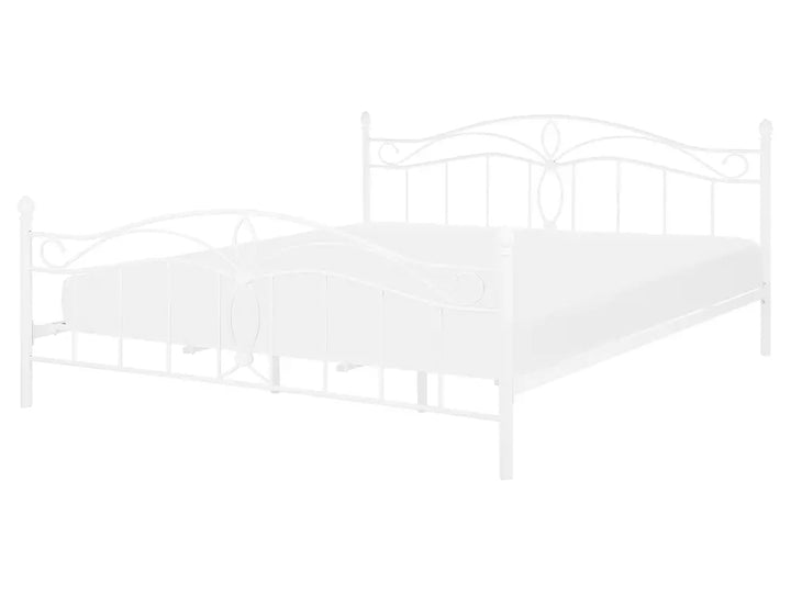 White metal bed frame on a white background