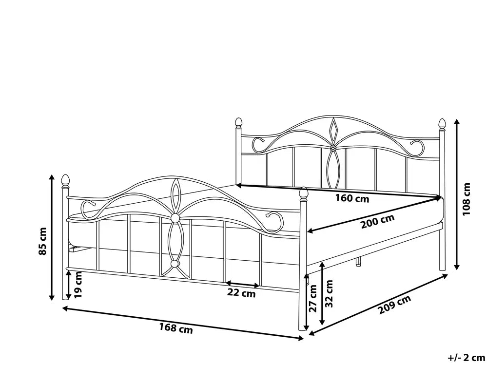 Bed Metal 160 x 200 cm (EU King Size) White Colina