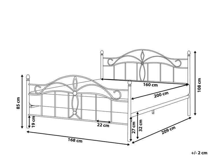 Bed Metal 160 x 200 cm (EU King Size) White Colina