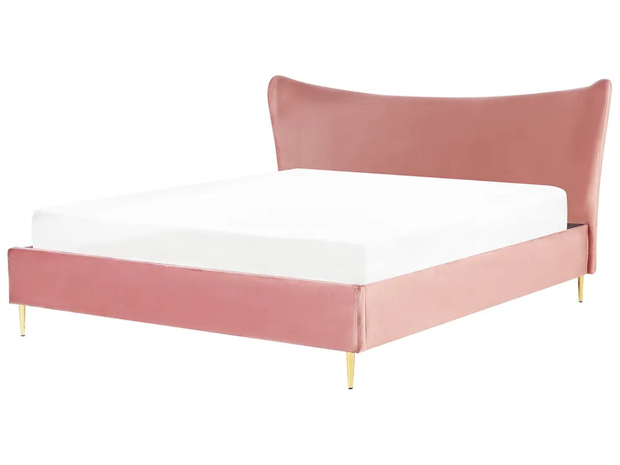 Peach pink velvet EU super king bed