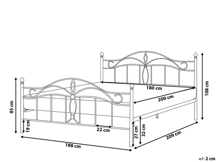 Bed Metal 180 x 200 cm (EU Super King) Black Colina