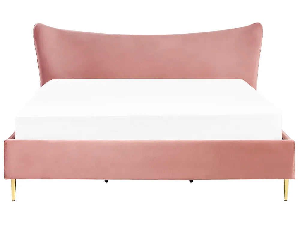 Stylish velvet super king bed peach pink