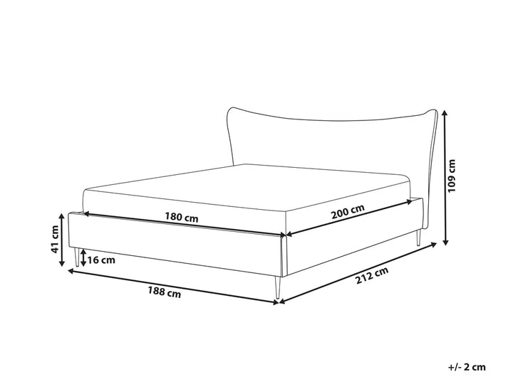 Bed Velvet 180 x 200 cm (EU Super King) Light Grey Daphne