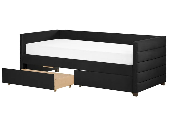 Daybed with Storage Velvet 90 x 200 cm (EU Single) Black Oneita