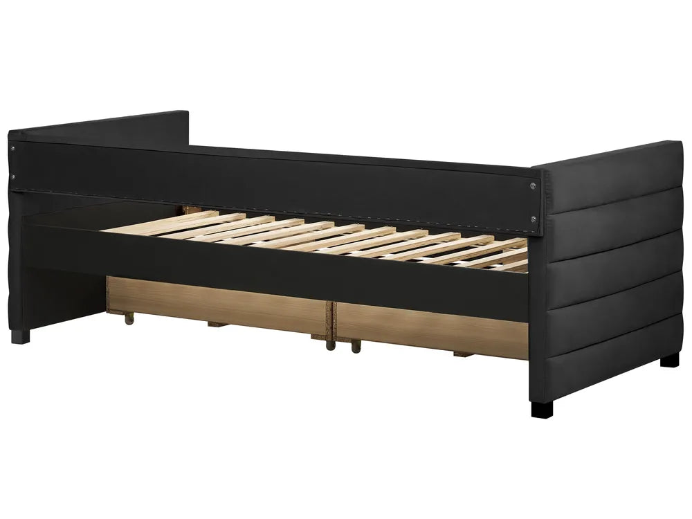 Daybed with Storage Velvet 90 x 200 cm (EU Single) Black Oneita