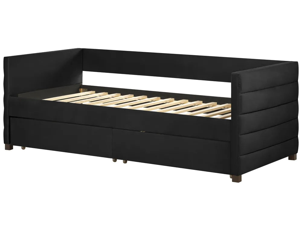 Daybed with Storage Velvet 90 x 200 cm (EU Single) Black Oneita