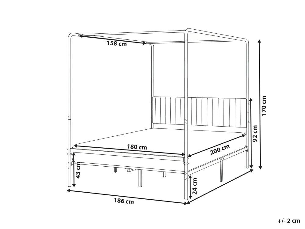 Four Poster Bed Metal 180 x 200 cm (EU Super King) Black Marianna