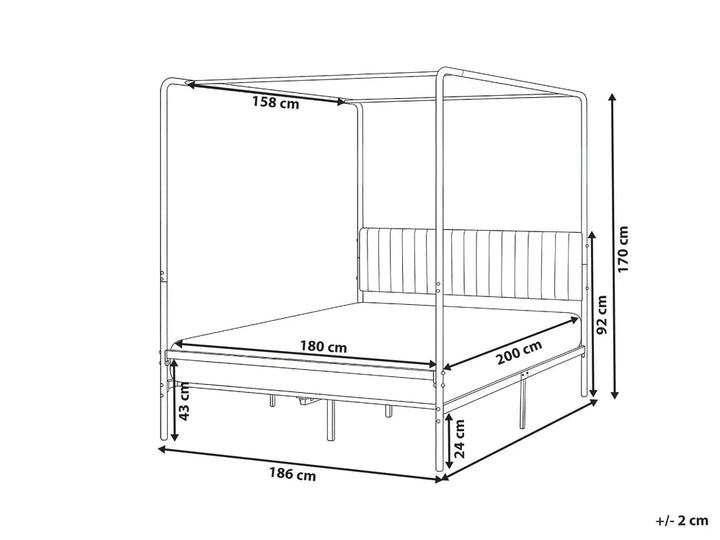 Four Poster Bed Metal 180 x 200 cm (EU Super King) Black Marianna