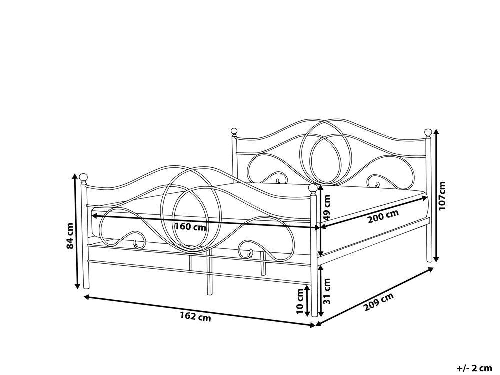 Bed Metal 160 x 200 cm (EU King Size) White Nelsie