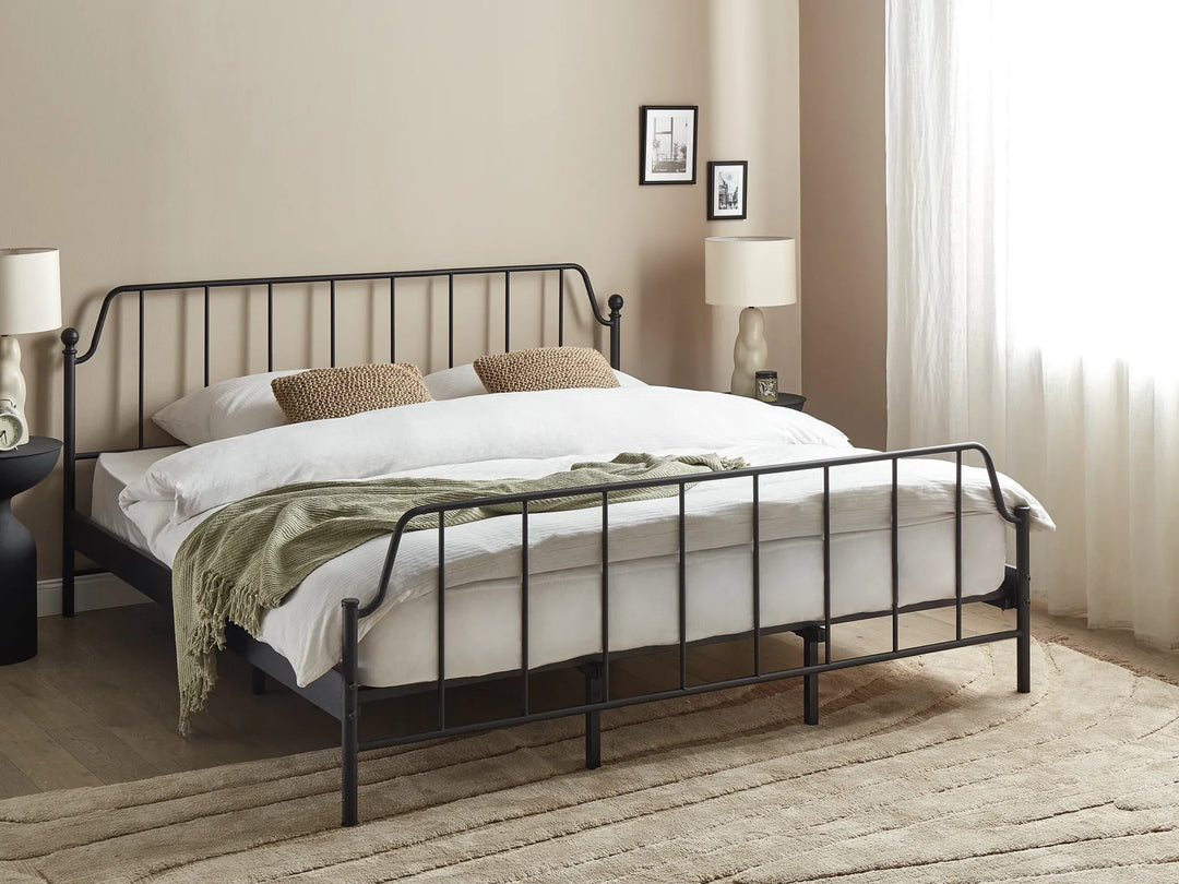 Black metal EU super king bed
