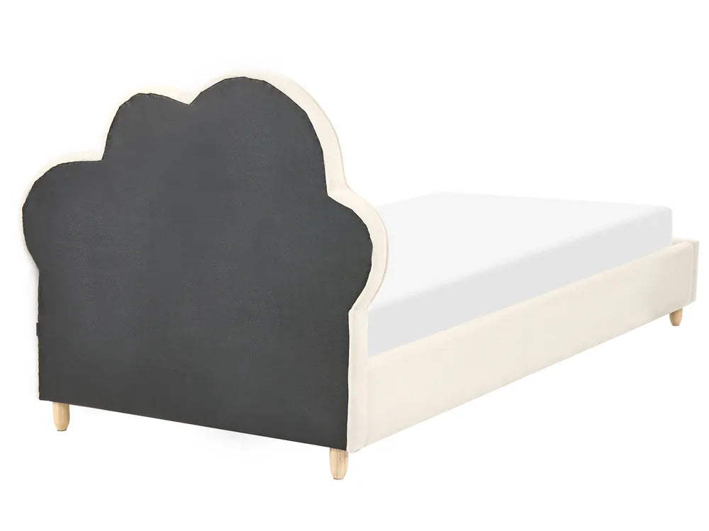 Kids Bed Cloud Velvet 90 x 200 cm (EU Single) Light Beige Sutter