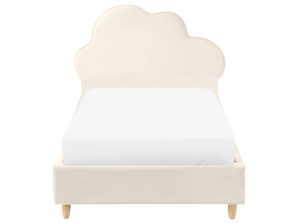 Kids Bed Cloud Velvet 90 x 200 cm (EU Single) Light Beige Sutter