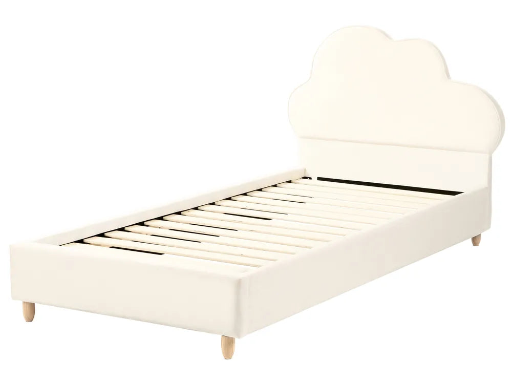 Kids Bed Cloud Velvet 90 x 200 cm (EU Single) Light Beige Sutter
