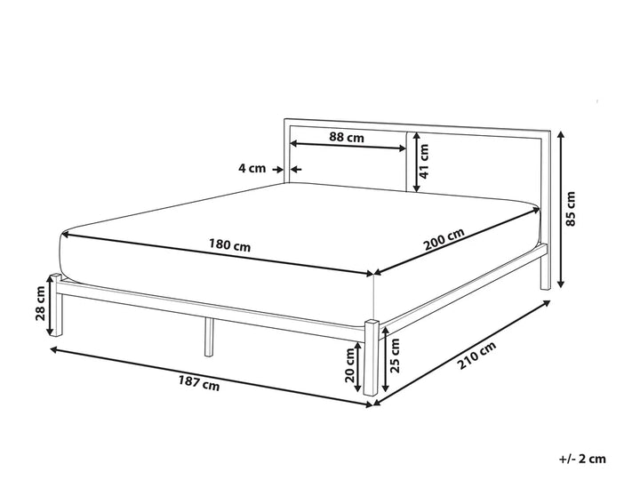 Bed Metal 180 x 200 cm (EU Super King) Light Beige Fawnda