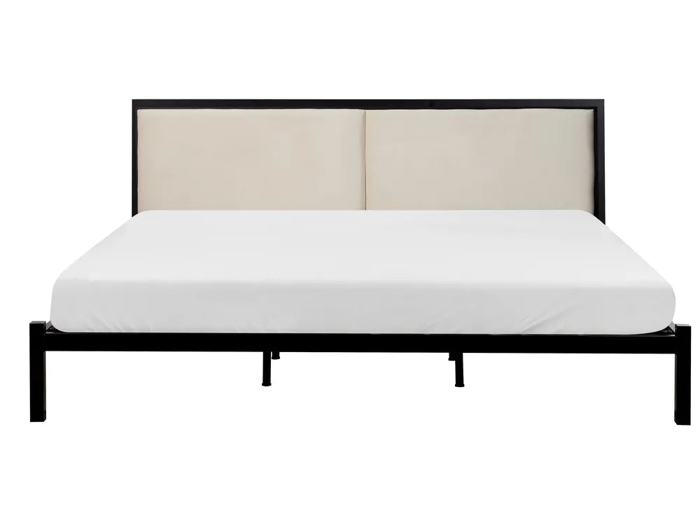 Modern beige and black bed frame