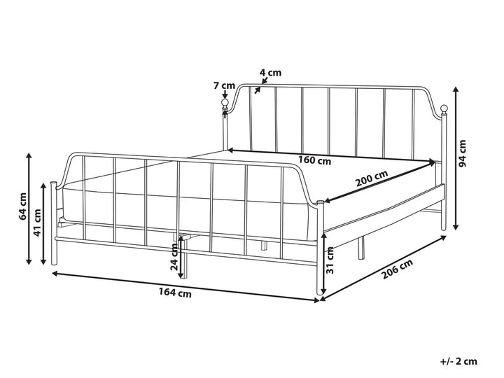 Bed Metal 160 x 200 cm (EU King Size) White Gerasim