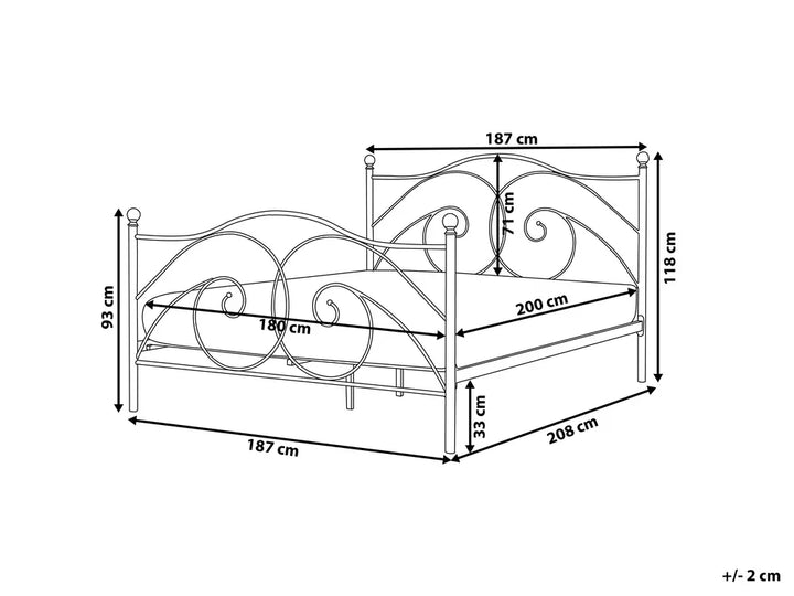 Bed Metal 180 x 200 cm (EU Super King) White Rondo