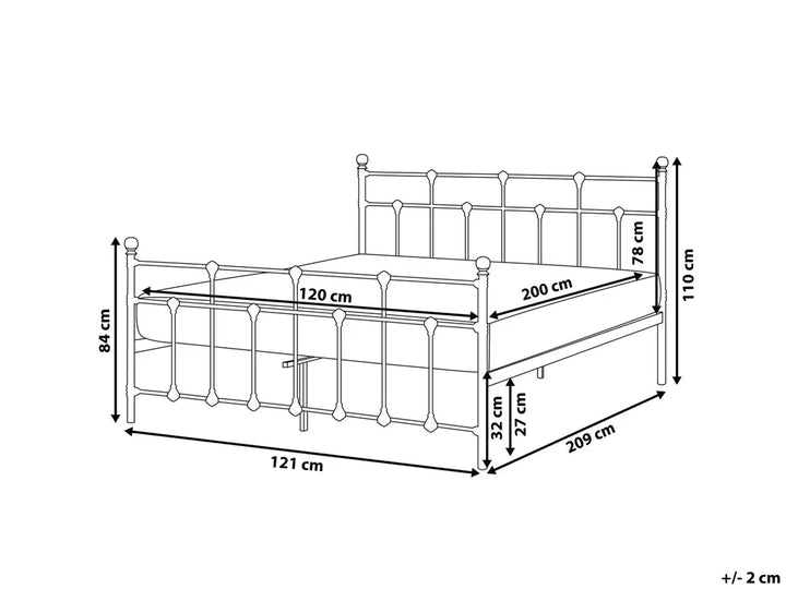Bed Metal 120 x 200 cm (EU Small Double) Black Wexford
