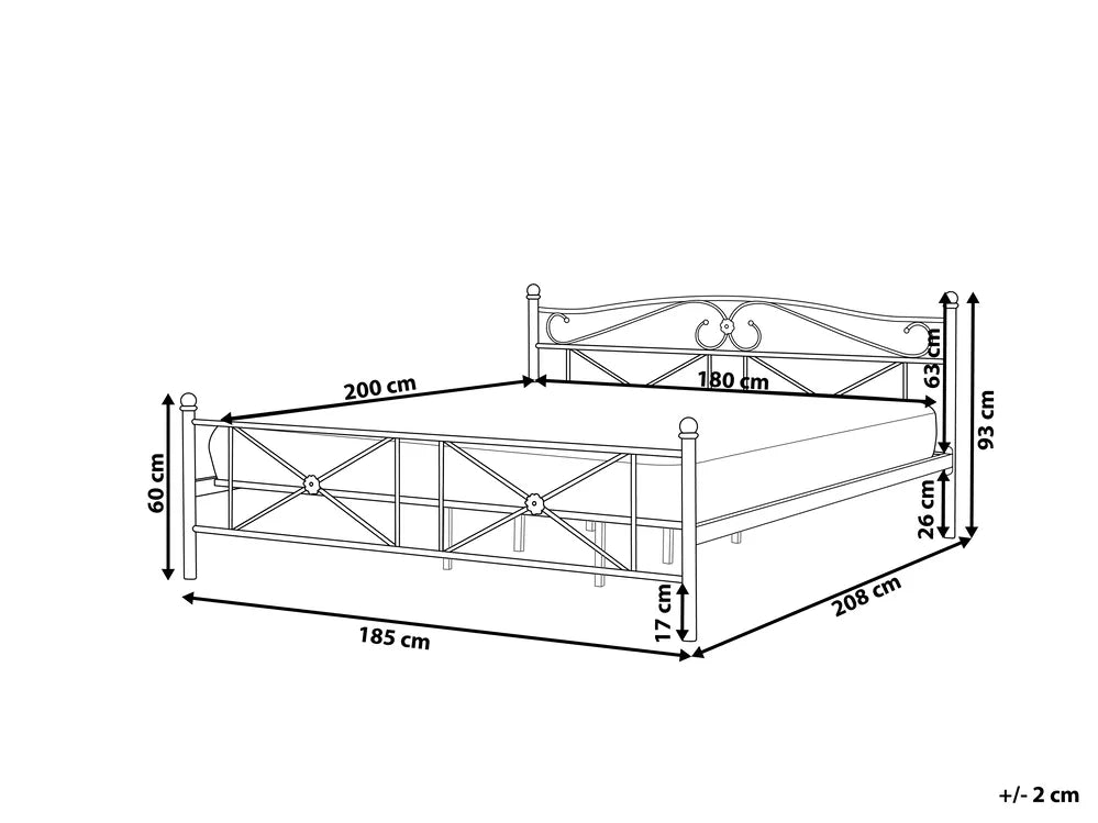 Bed Metal 180 x 200 cm (EU Super King) Black Stacie