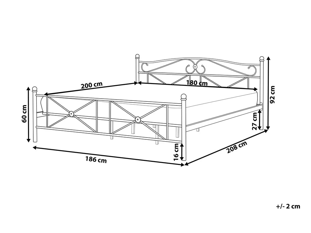 Bed Metal 180 x 200 cm (EU Super King) White Stacie