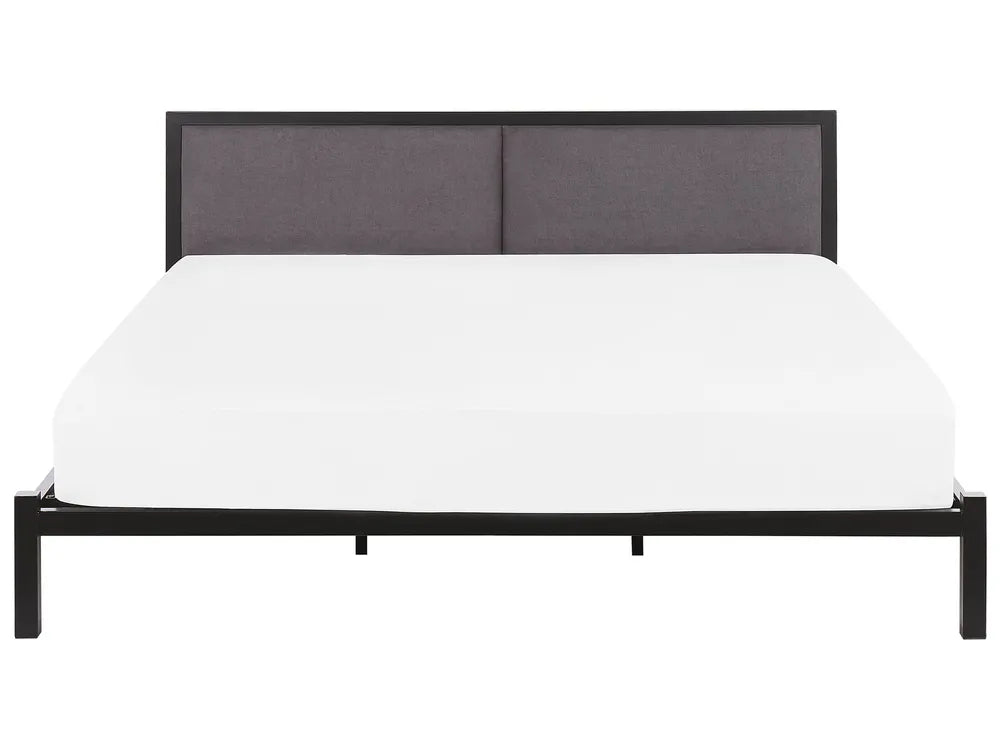 Modern super king metal bed grey