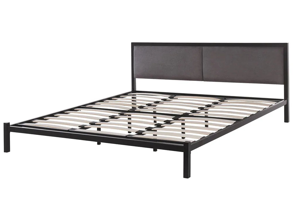 Minimalist grey metal bed frame