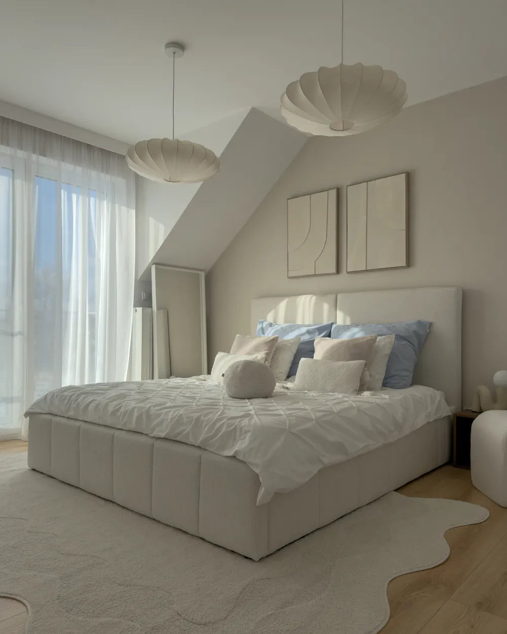Super king bed with storage off-white