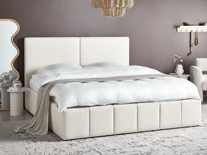 Upholstered storage bed off-white