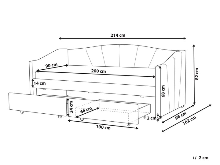 Daybed with Storage Fabric 90 x 200 cm (EU Single) Red Zayri