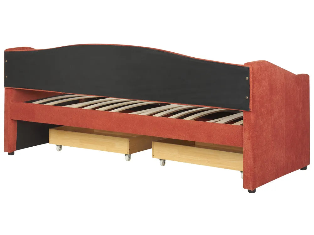 Daybed with Storage Fabric 90 x 200 cm (EU Single) Red Zayri