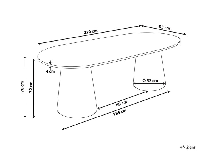 Dining Table Travertine Effect 220 cm 95 cm Schrader