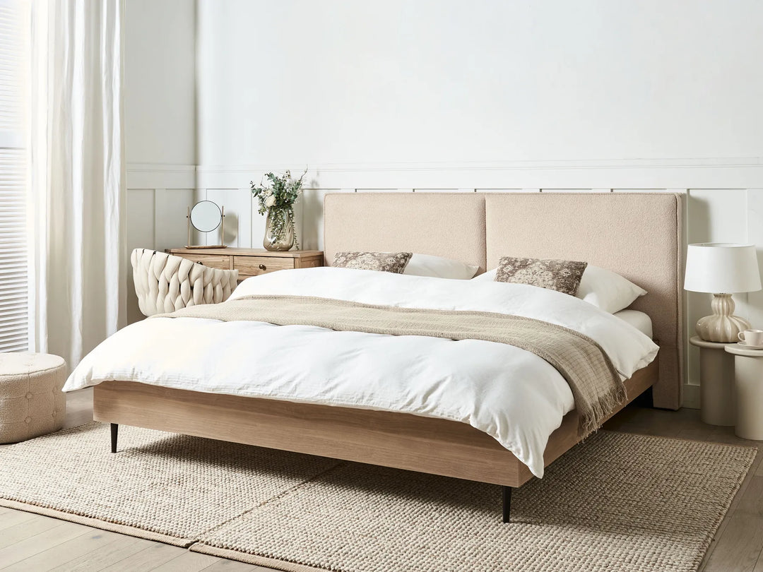 Beige boucle EU super king bed