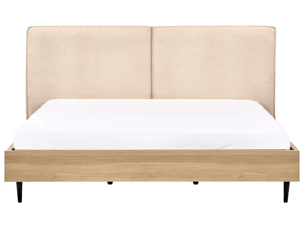 Bed Boucle 180 x 200 cm (EU Super King) Beige Selina