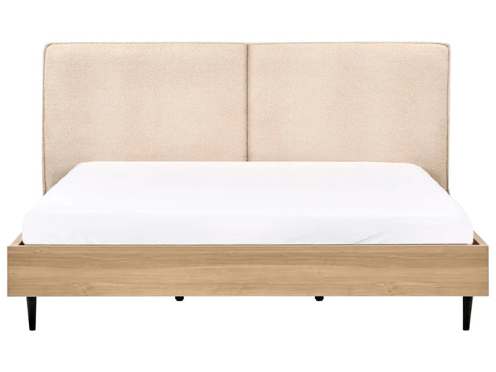 Bed Boucle 180 x 200 cm (EU Super King) Beige Selina