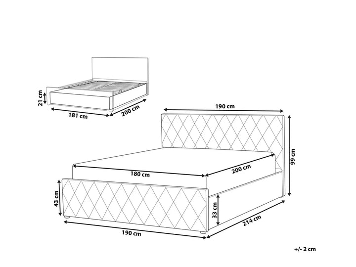 Ottoman Bed Velvet 180 x 200 cm (EU Super King) Grey Orlando